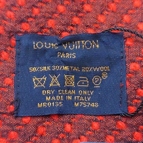 LOUIS VUITTON LV Classic Vintage Red & Burgundy Monogram Scarf VWT - Picture 15 of 15